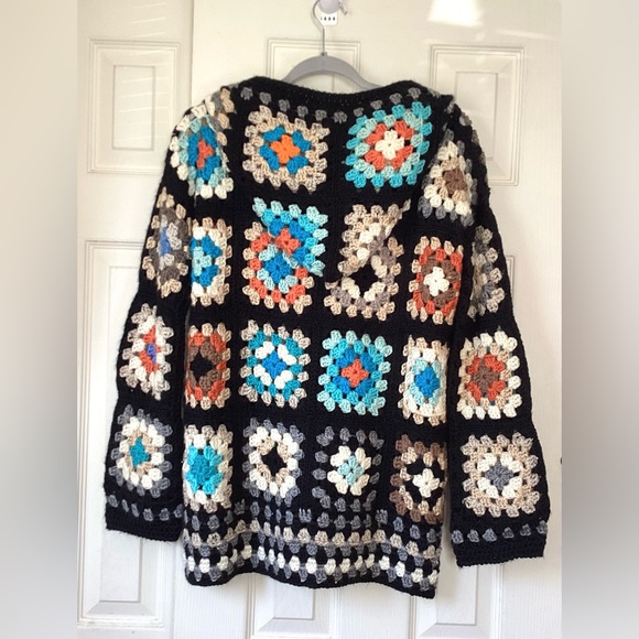 Handmade Granny square boho cardigan, vintage style size Large - Picture 2 of 7